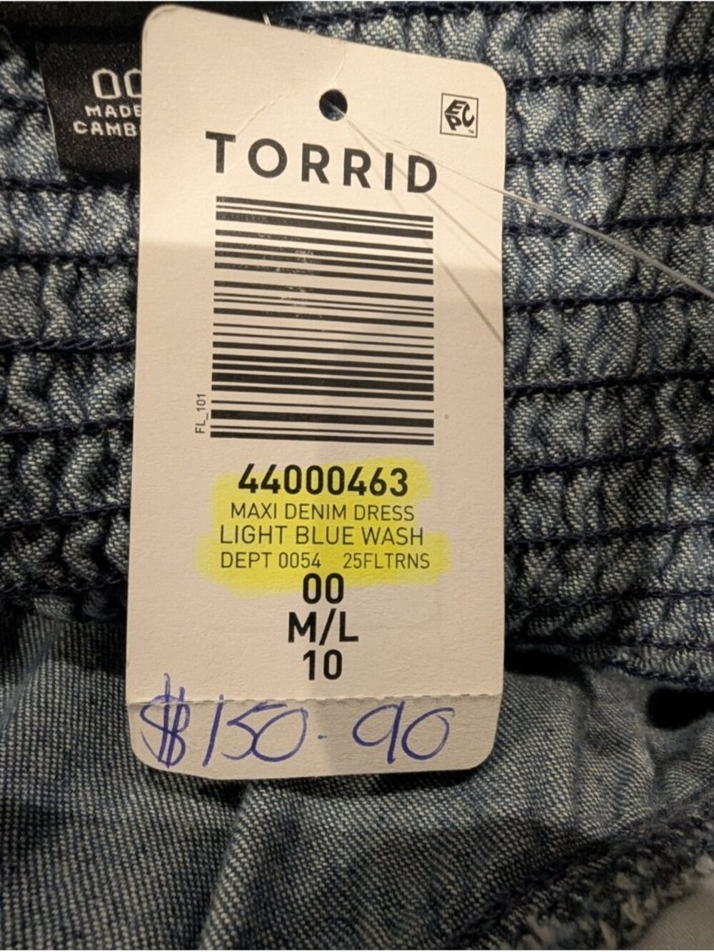 Torrid Maxi Dress Size Light Wash Braided Straps 100 % Cotton Size M/L - Picture 13 of 13